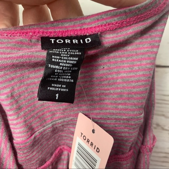 NWT Torrid Striped Ruffle Front Babydoll Tank - Picture 7 of 7